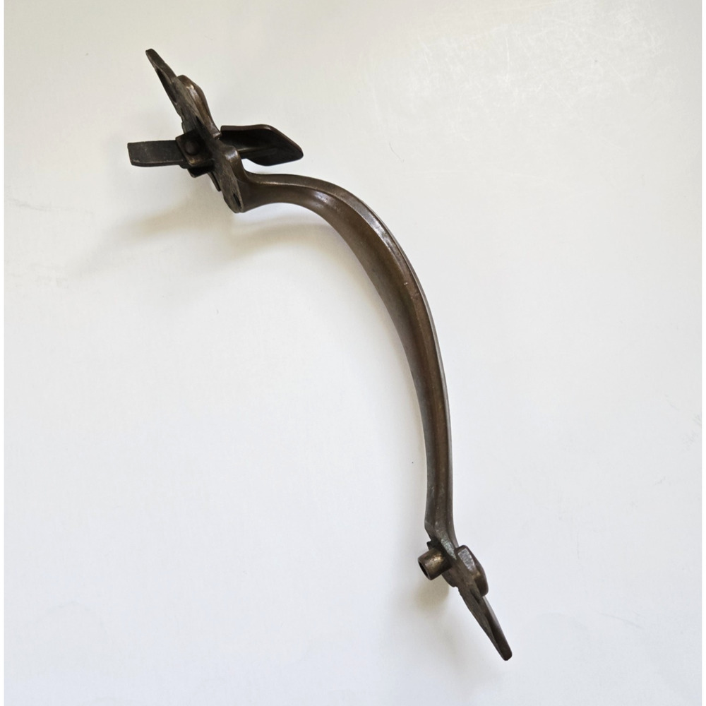 Antique Brass Door Pull Thumb Press Handle Fleur De Lis Victorian Reclaimed 11" - Picture 7 of 14